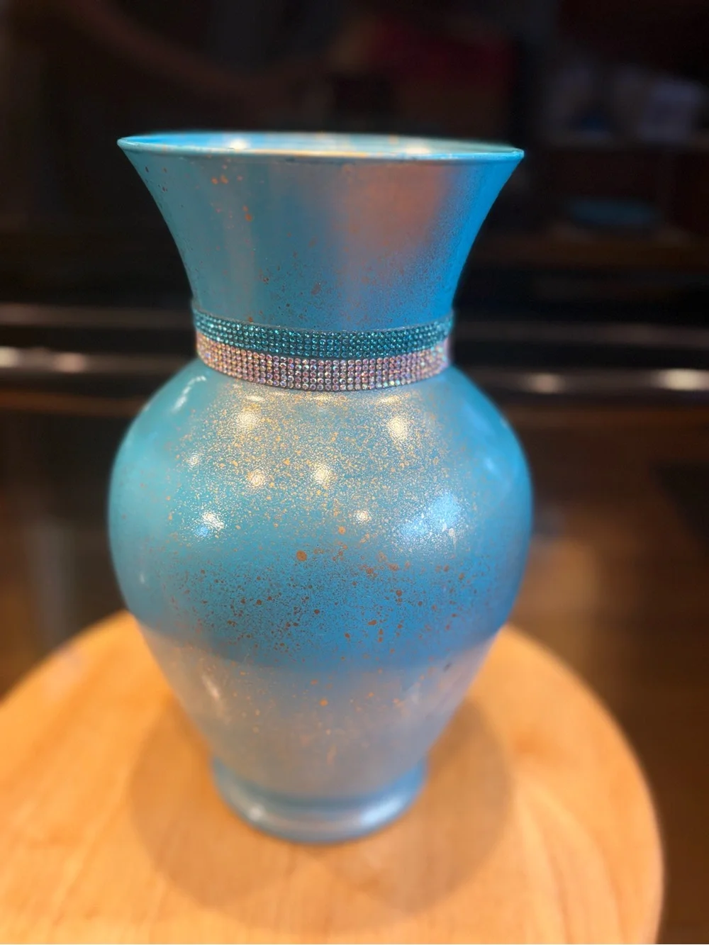 Vibrant Blue Table Lamp with Rhinestone accents w/bulb & shade FREE GIFT!